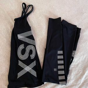 Black Victoria Secret Workout Tank Yoga Pants Set